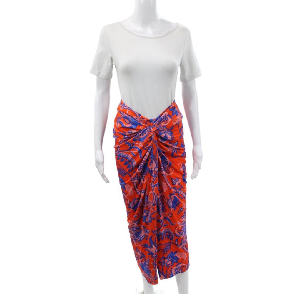 Cara Cara Women Maxi Skirt Blue Floral Viscose Zip Size XS